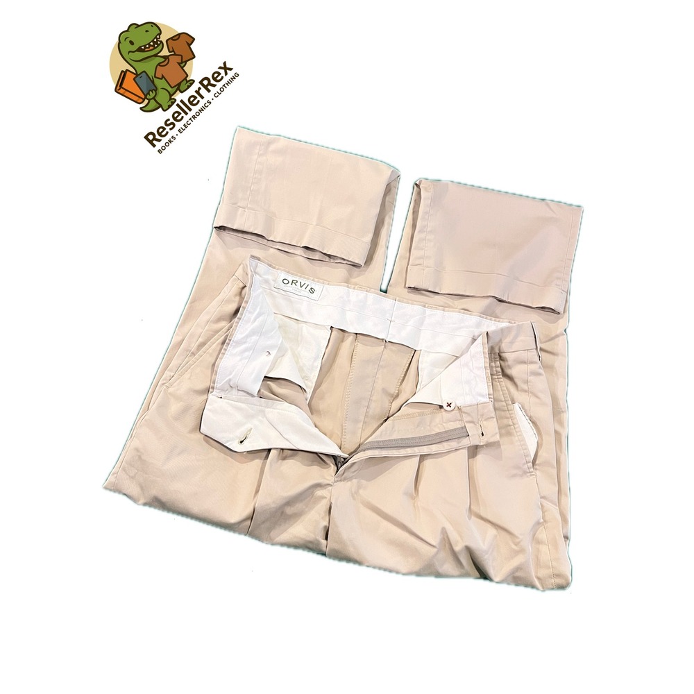 Orvis Sporting Traditions Beige Pleated Chino Pants Classic Men's 32x30